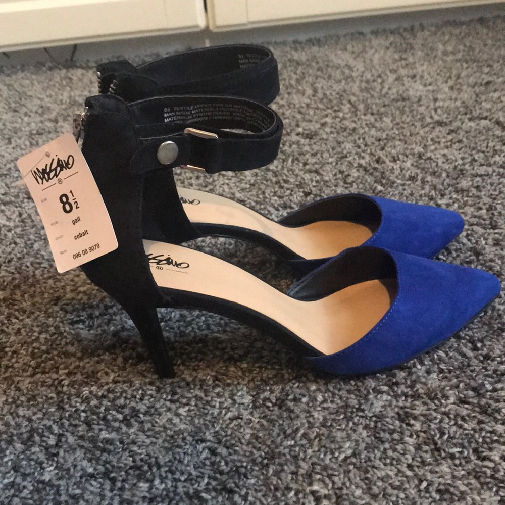 Blue suede heels